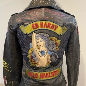 Ed Hardy Wild Harlots Leather Jacket